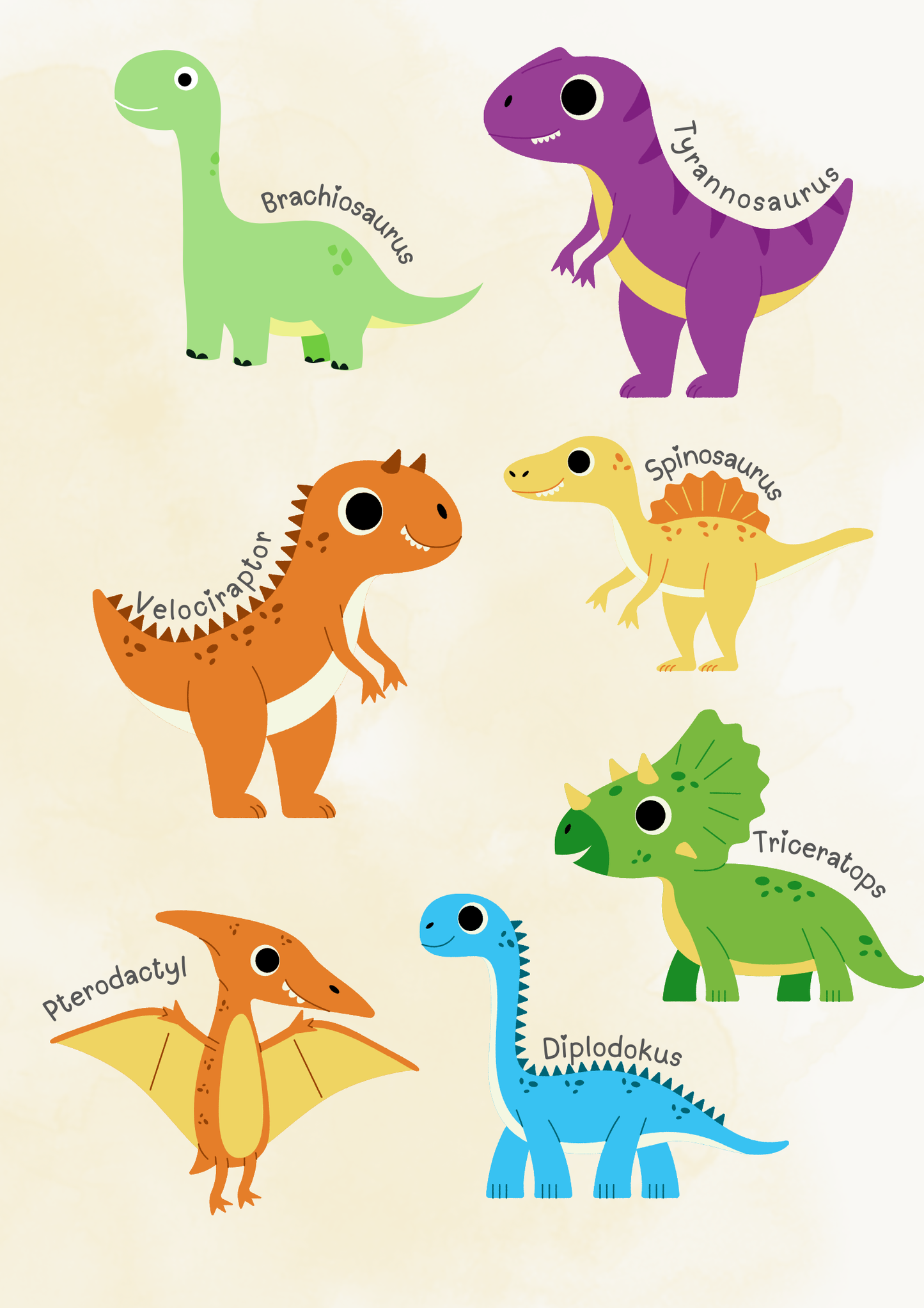 Dinosaurer (med navn) - digital fil